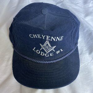 1980’s Vintage MASONIC Freemason Cheyenne Wyoming Corduroy Snapback Hat G master